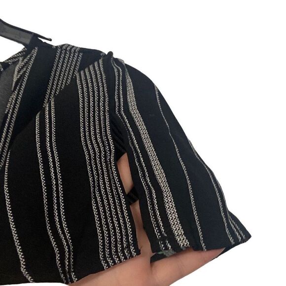 B-O-G Collective Black and White Striped Criss Cross Jumpsuit Pockets Medium NWT - Picture 7 of 10